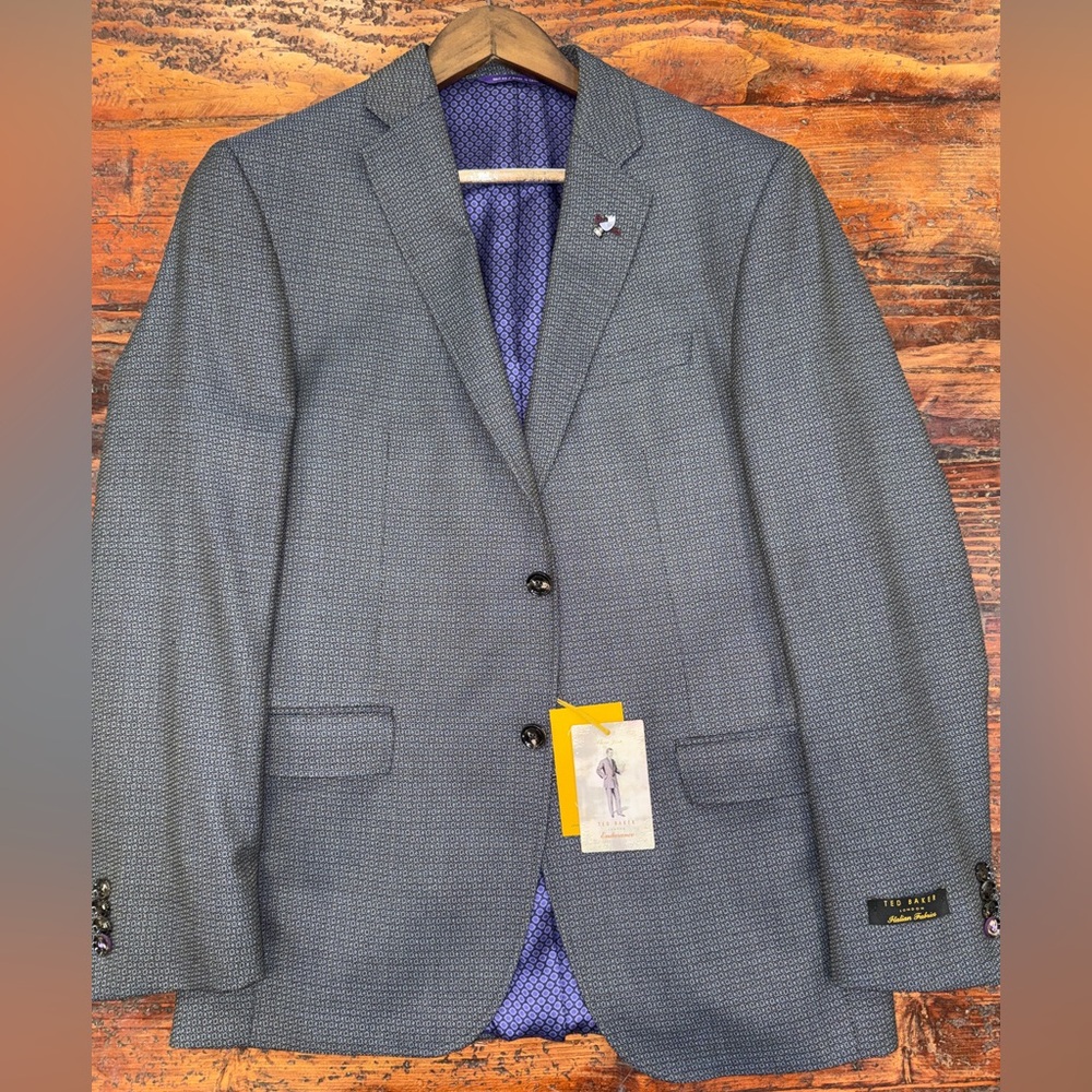 Ted Baker Charcoal Blazer with Purple Lining